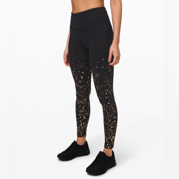 lululemon athletica Pants - Lululemon NWT Wunder MR Tight 28" Black and Gold Special Edition 2